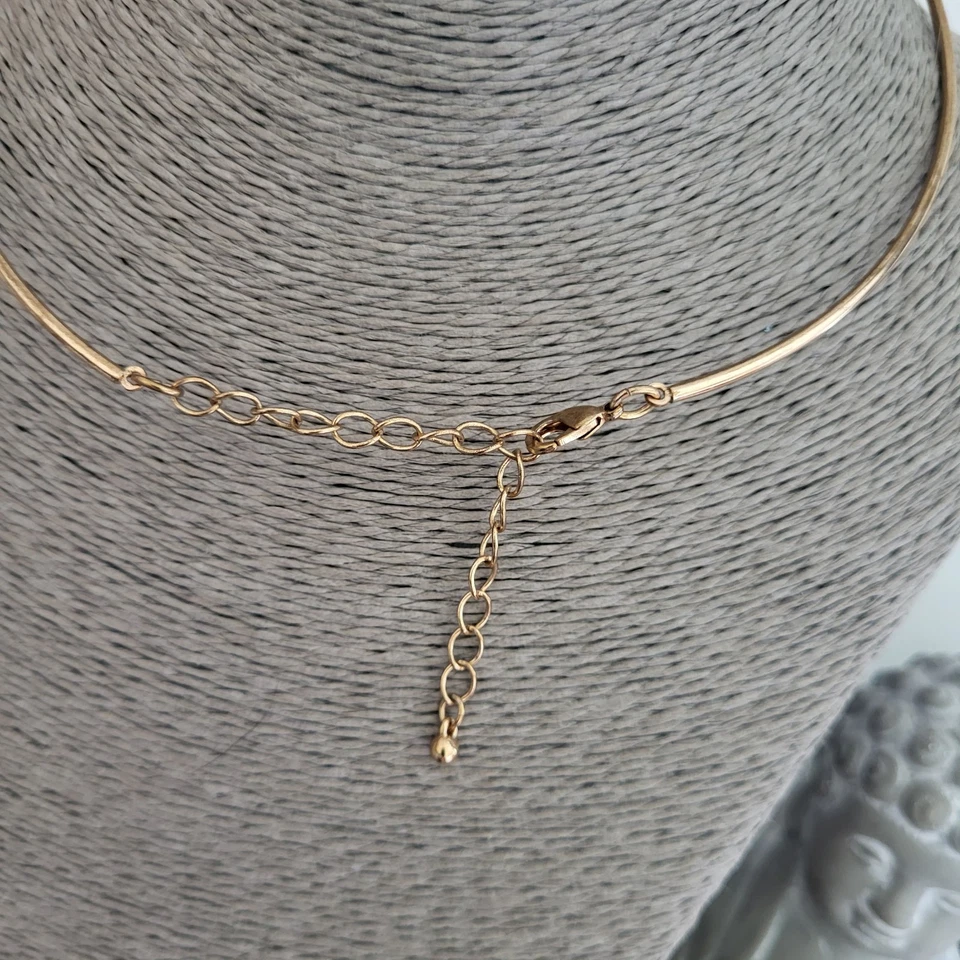 Collar Gargantilla Hippy Boho Oro Rosa Borla Colgante Cuentas de Vidrio Tono Dorado Metal Foto 4 de 4