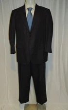 Brooks Brothers Golden Fleece Martin Greenfield Solid Navy Two Button Suit 43R