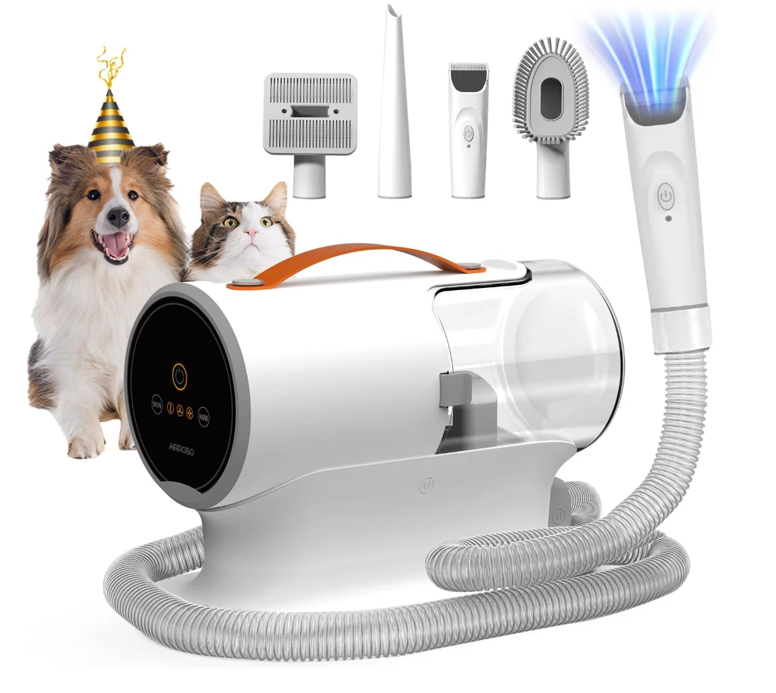 AIRROBO Dog Grooming Vacuum Kit,12000Pa Strong Pet Vacuum for Shedding,Grooming