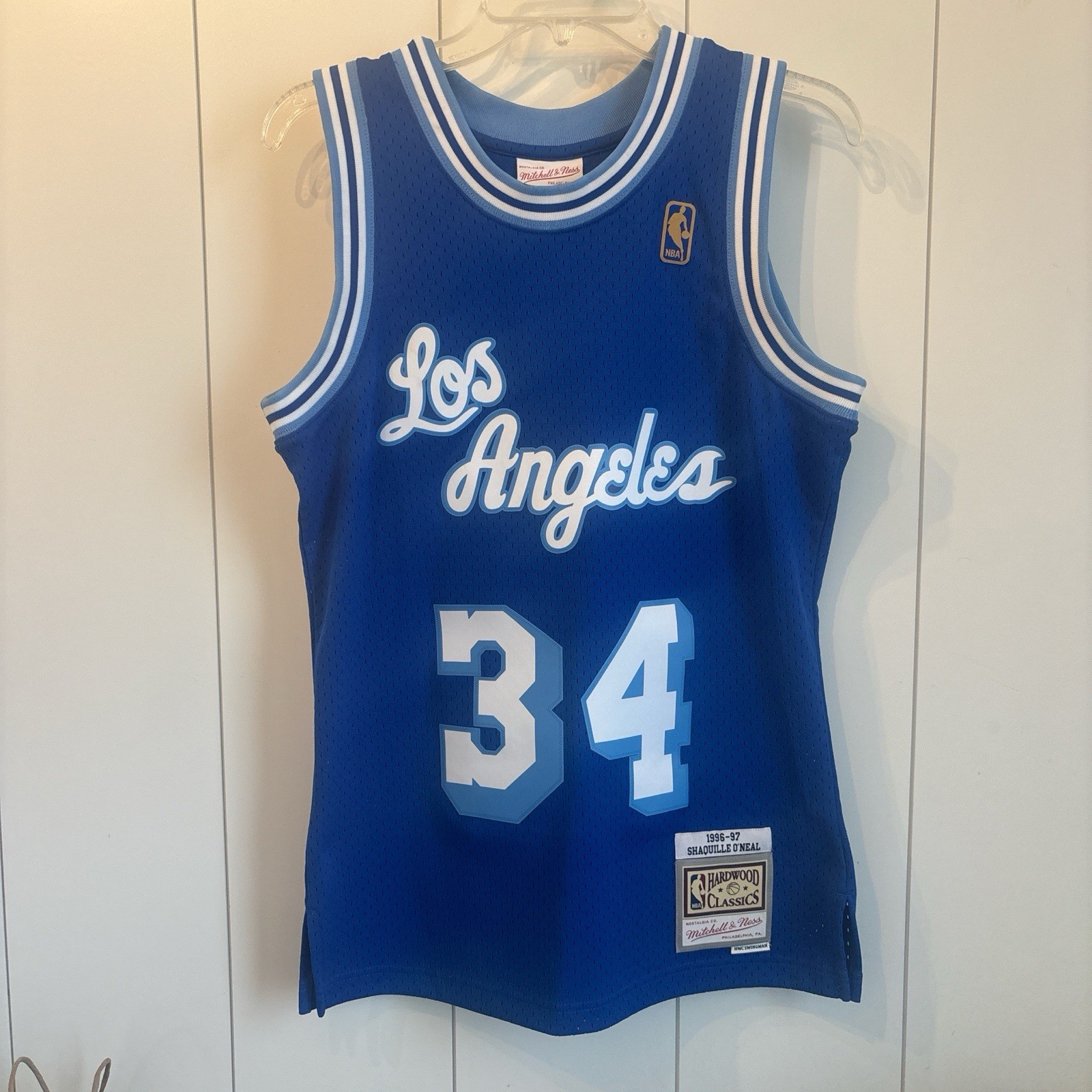 Mitchell Ness Jersey Men's Large Shaquille O'Neal Hardwood Classics Lakers 96-97
