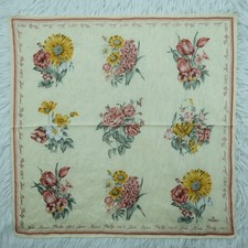 FENDI Flower Jacquard Ivory Cotton Mini Scarf Pocket Square 19.5" X 19" Q660