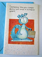 1 Vintage Dragon Birthday Greeting Card!! Rar...