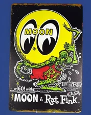 🔥 RAT FINK and MoonEyes Ed “Big Daddy” Roth RF Hot Rod 12x8” Metal Sign