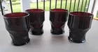Anchor Hocking  4 MCM Vtg Geometric Tumblers Glasses Ruby Red Set of 4, 9 oz, 4"