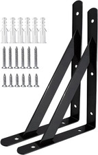 Shelf Brackets 20 Inch, Heavy Duty Shelf Brackets 12 Inch, Black Powder-Coated H