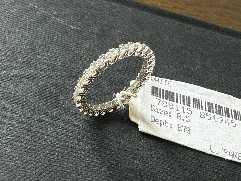 Suzy Levian Sterling Silver Princess Cut Cubic Zirconia Eternity Ring Size 8.5 - Image 4 of 4