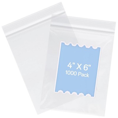 4 X 6 Inch (1000 Pcs) Clear Plastic Bags, Reclosable Zipper Poly Bags with Re...