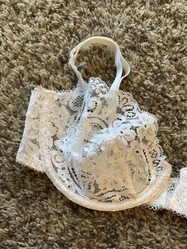 Vintage Victoria Secret Bra 36C Gold Label White Lace Unlined Unpadded Underwire - Picture 5 of 11