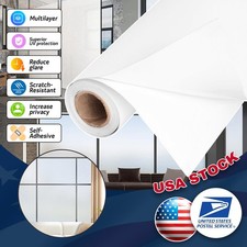 Privacy Window Glass Film Sticker Self-Adhesive Frosted White Rolled Office Home