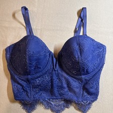 Victoria's Secret 34C Blue Lace Corset Bra Dream Angels Underwire