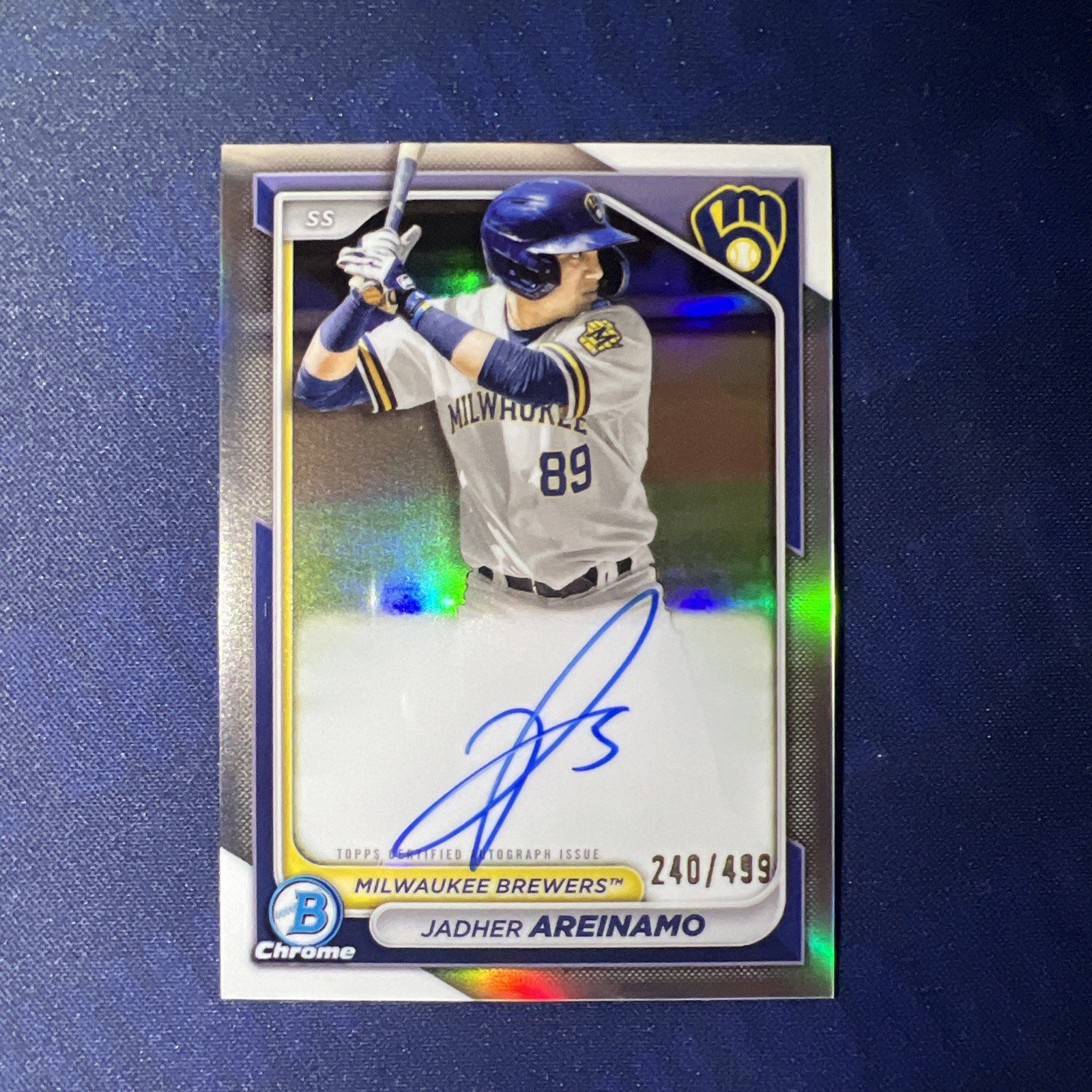 JADHER AREINAMO 2024 Bowman Chrome Prospect Refractor CPA-JA Auto #240/499