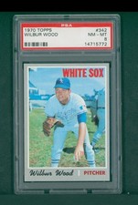 1970 Topps Baseball Card - #342 Wilbur Wood, PSA 8 NM/MT