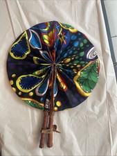 African Folding Fan Ankara/Kente/Leather/Fabric for Church, Wedding, Home Decor