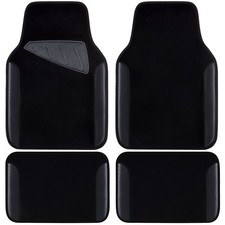Car Pass Waterproof Universal Fit Car Floor Mats Faux Leather All Black