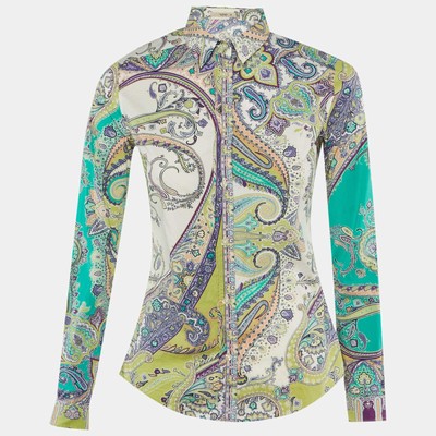Etro Green Paisley Print Cotton Long Sleeve Shirt S