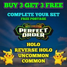 POKEMON - MEGA EVOLUTION: PERFECT ORDER SINGLE + TRAINER CARDS BASE/HOLO/REVERSE