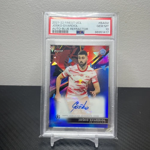 2021-22 Topps Finest UCL Josko Gvardiol Blue Auto #/150 RC Rookie #BA-GV PSA 10