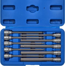 Mayouko 3/8" Drive Extra Long Allen Hex Bit Socket Set, S2&CR-V, SAE, 10 Pieces,