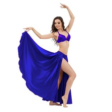 Belly Dance Skirt Satin Long Side Slit Adult Costume Plus Size 41 Colors S2