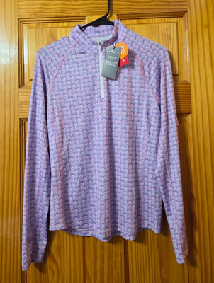 Puma You-V Paradise 1/4 Zip Pullover Womens Small Blue Skies UPF 50+ Golf Shirt