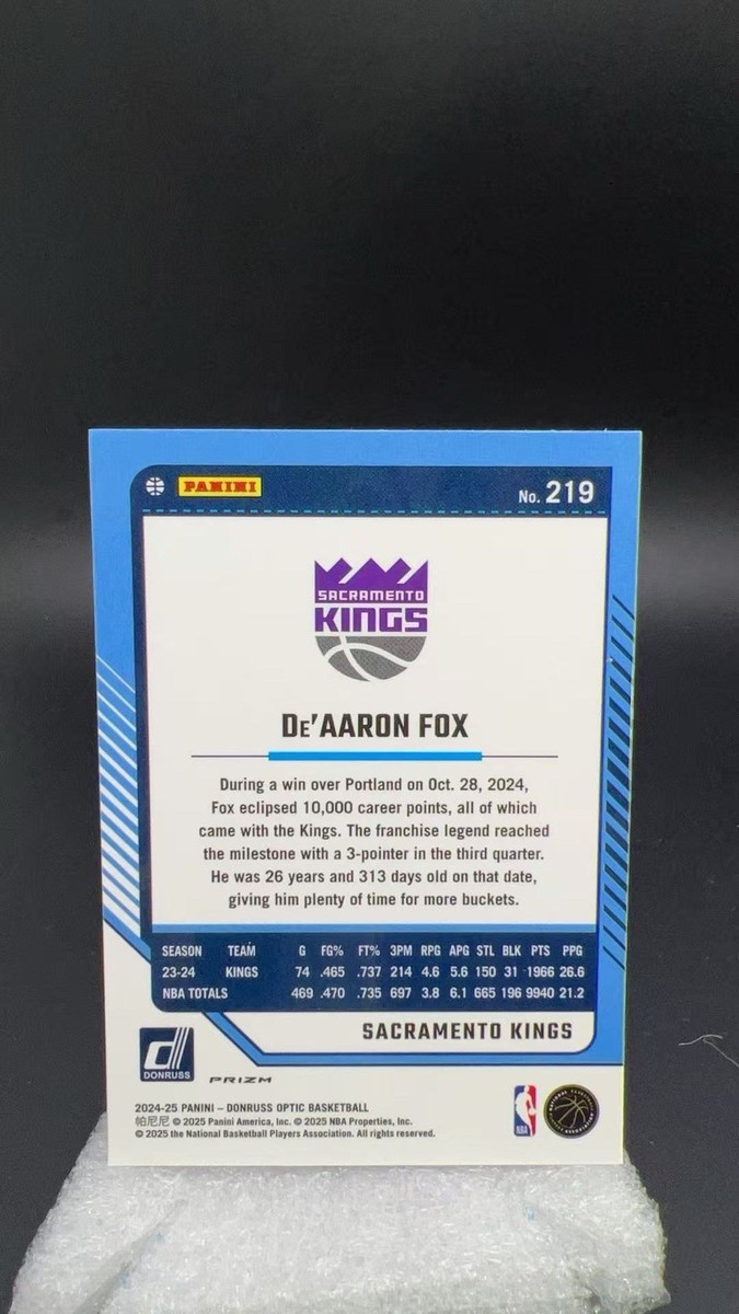 2024-25 Panini Donruss Optic De'Aaron Fox Photon Case Hit SSP