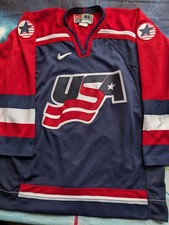 Rare Vintage Nike 2002 Olympics Team USA Authentic On-Ice Navy Jersey, Size 48