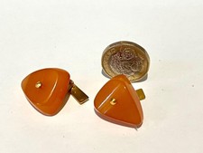 VINTAGE BUTTERSCOTCH AMBER RUSSIAN HALLMARKED GOLD TONE MENS CUFFLINKS JEWELLERY
