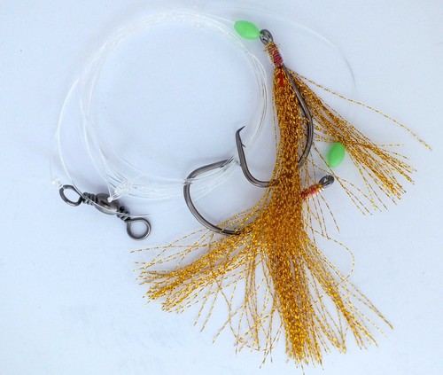 SNAPPER FEATHER FISHING JIG RIGS X 5, STRONG CIRCLE HOOKS, LUMO BEADS, 5 COLOURS - Picture 8 of 10
