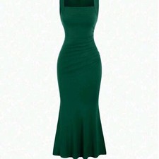 Dark Green Stretchy Shein Bodycon Sleeveless Dress - Size 6 M