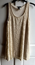 FOREVER 21 Lace TANK DRESS Size Small IVORY CREAM Lined SLEEVELESS Stretch 