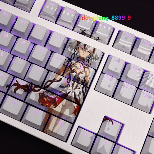 Wuthering Waves 椿 Keycap PBT Sublimation Cherry MX Backlit 108 Keys For Keyboard - Picture 6 of 7