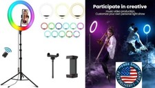 Anillo de luz de 12'' con soporte de 72'' de alto y 2 soportes para tel fono 38.