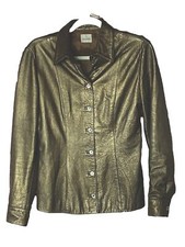 Trussardi Buttery Bronze Gold Leather Shirt Jacket Women Size 38 / 2 / Xs Italy