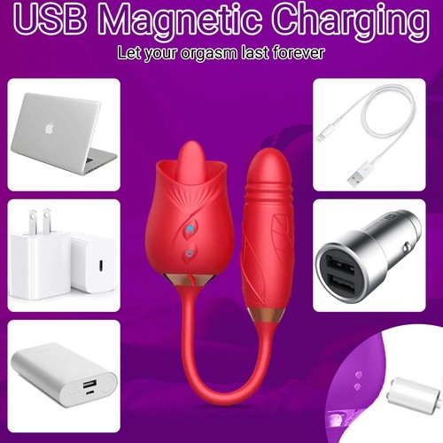Rose Shape Sucking Vibrator Clitoral G-spot Suction Sex Toy 10 Speed WaterProof - Picture 4 of 38