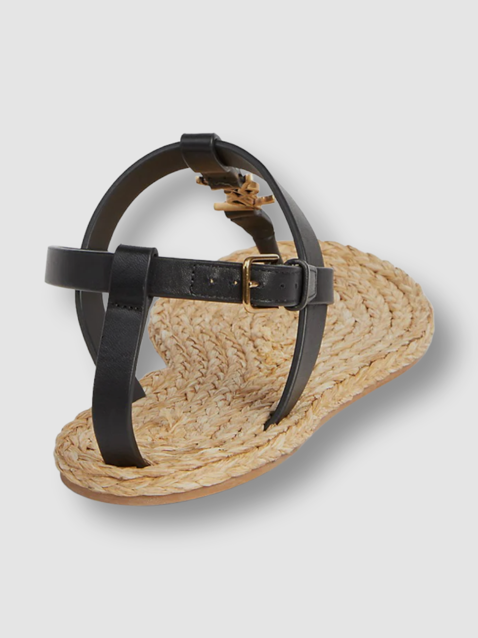 $895 Saint Laurent Donna Nera Cassandra Raffia Slingback Sandalo EU 36 US 6