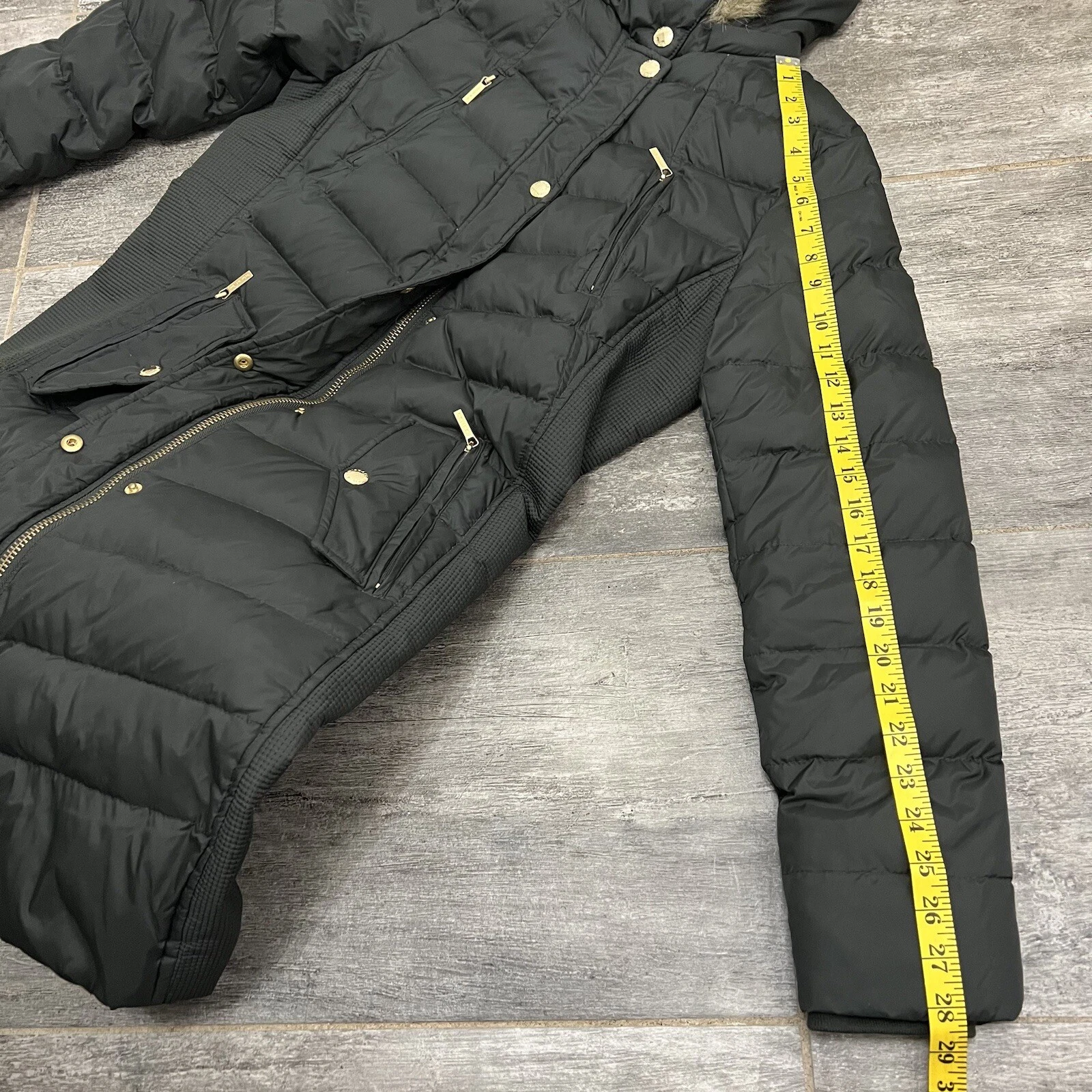 Michael Kors Piumino Piumino Parka Cappuccio in Pelliccia Finta Verde Oliva Donna M Cappotto