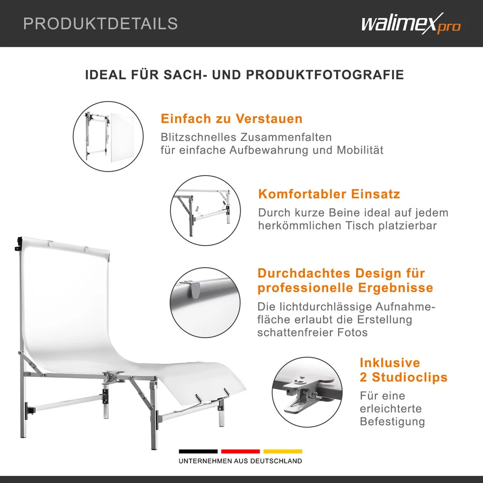 Walimex Table de prise de vue Tavola hauteur de prise de vue 28cm - Photo 3/4