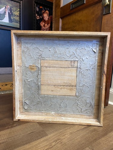 Wood Tray With Tin Detail - Picture 3 of 5