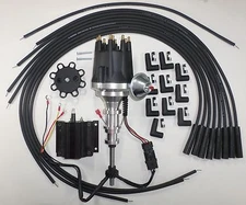 FORD Y Block 272 292 312 BLACK Small HEI Distributor + USA Plug Wires + 50k Coil