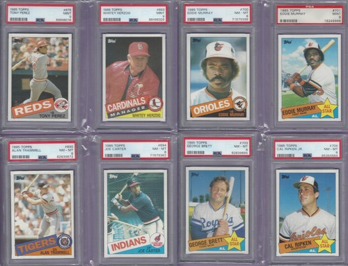 1985 Topps Set (#001- #792), quasi nuovo-MT+/MINT, investment grade, 55 PSA 8, 21 PSA 9 - Foto 8 di 23