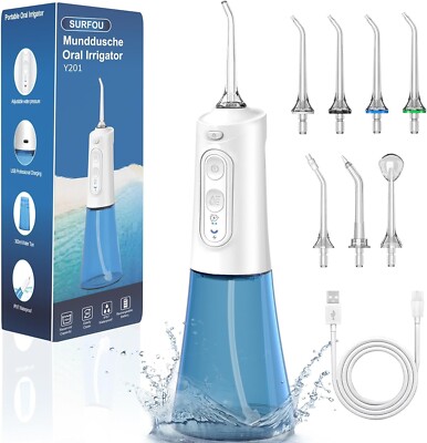 Irrigateur Buccal (jet Dentaire) Portable Rechargeable USB - 3 Modes, 4 Embouts, Neuf