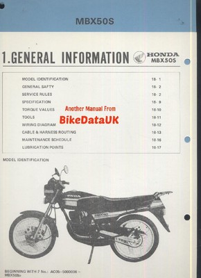 Honda MBX 50 S AC05 (83-86) Genuine Supplementary Manual Addendum MBX50S  CM76 | eBay