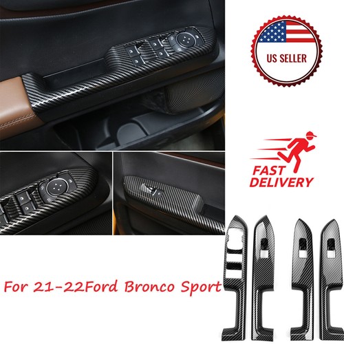 For Ford Bronco Sport 21-22 Accessories Carbon Car Window Lift Switch Cover Trim - Picture 3 of 16