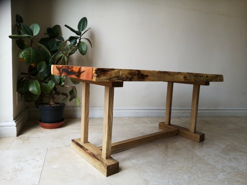 Handmade Unique Natural/Waney Edge Wooden Coffee Table With Oak Legs - Picture 3 of 12