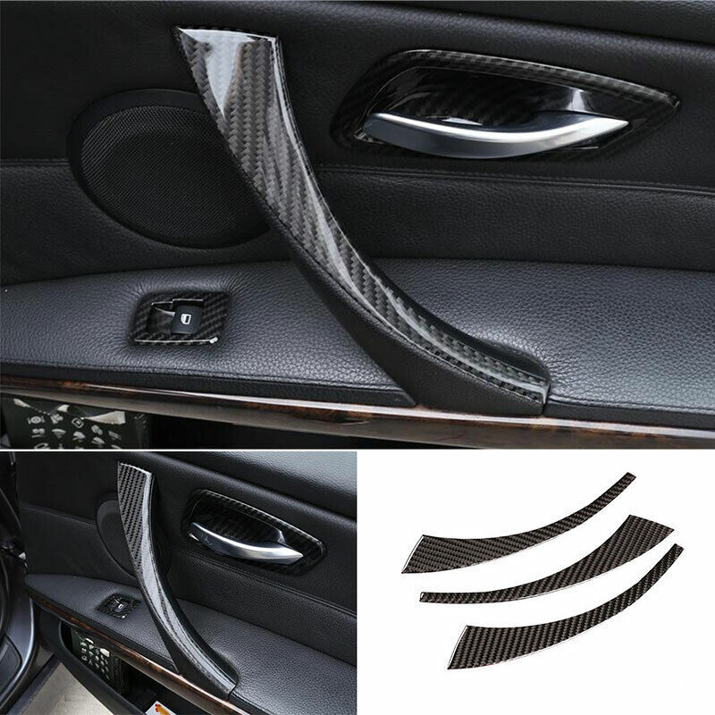 For BMW 3Series 2005 20062012 Real Carbon Fiber Inner Door Armrest Cover Trim eBay