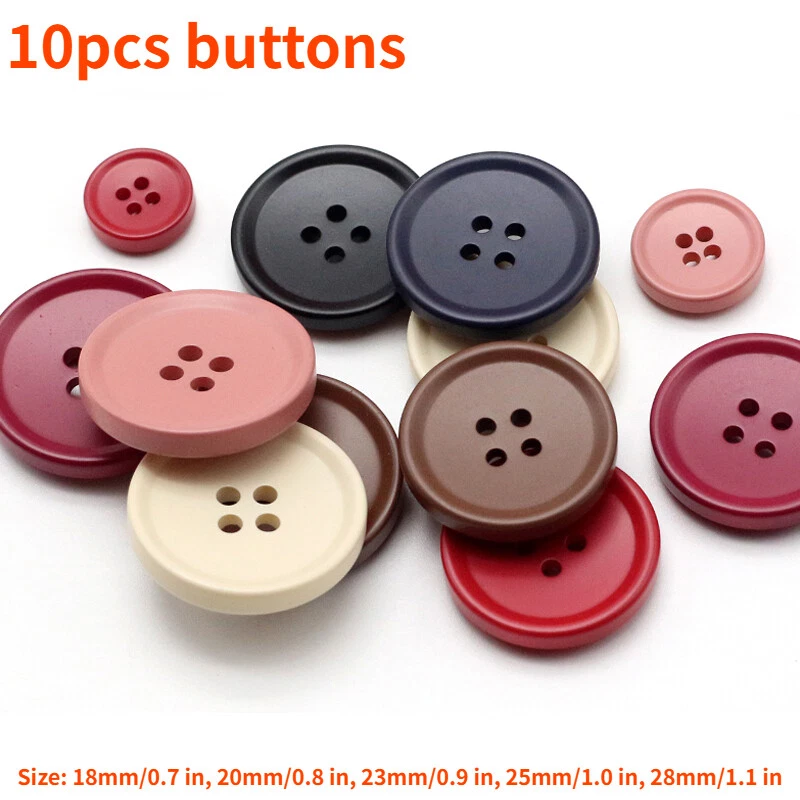 10Pcs Round 4-Hole Sewing Resin Buttons DIY for Overcoat Blazer Trench Coat - Image 2 of 4