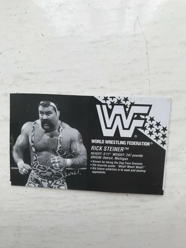 WWE RICK STEINER HASBRO WRESTLING FIGURE BIO CARD WWF SERIES 9 BIOCARD