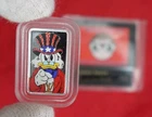 Disney Scrooge McDuck Uncle Sam I want you  1/10th oz .999 Fine Silver Color Bar