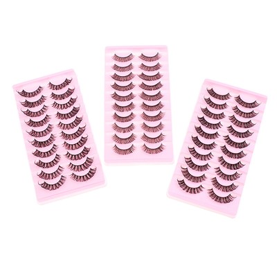 10 Pairs Russian Style Strip Lashes DD Curl Mink False Eyelashes Full Curled