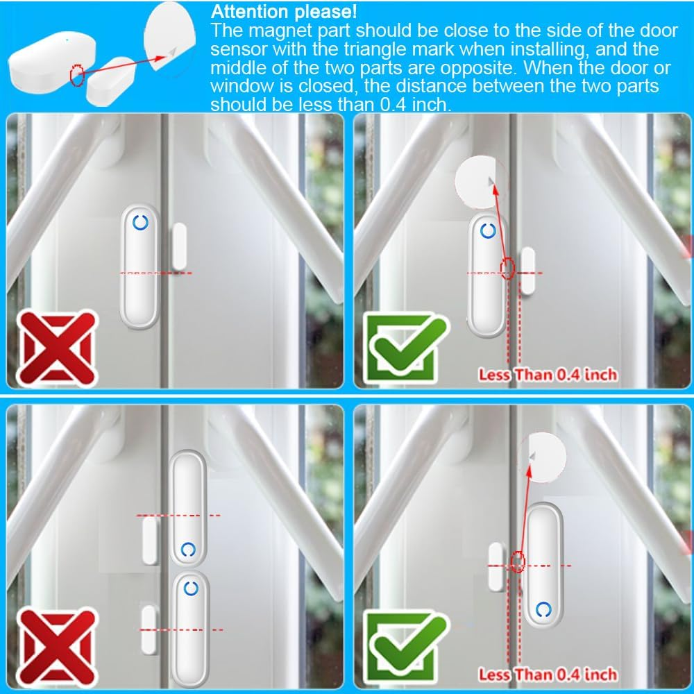 WiFi Door Chime With Phone App – 600 Ft Range Wireless Door Sensor Alert For Home, Store Or Office (3 Sensors + 1 Gateway)
